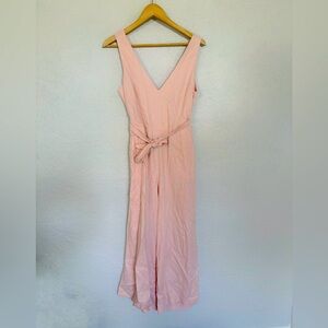 Linen blend wrap jumpsuit